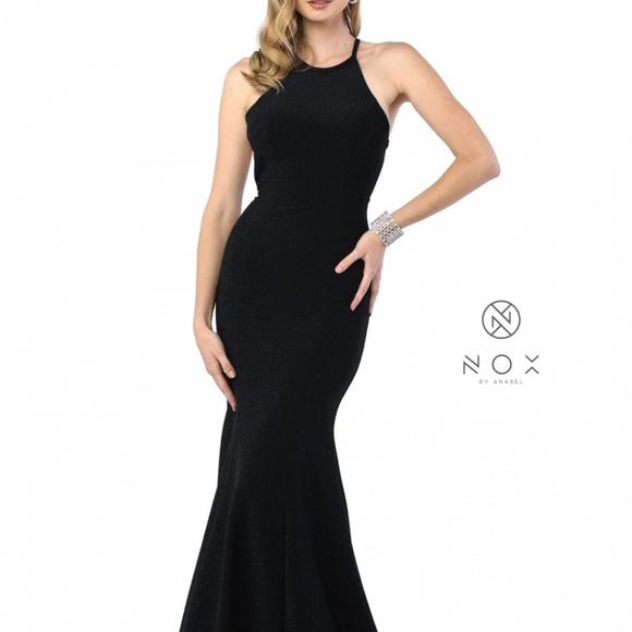 nox anabel Dresses & Skirts - Halter Neckline Sleeveless Long Evening Dress C208